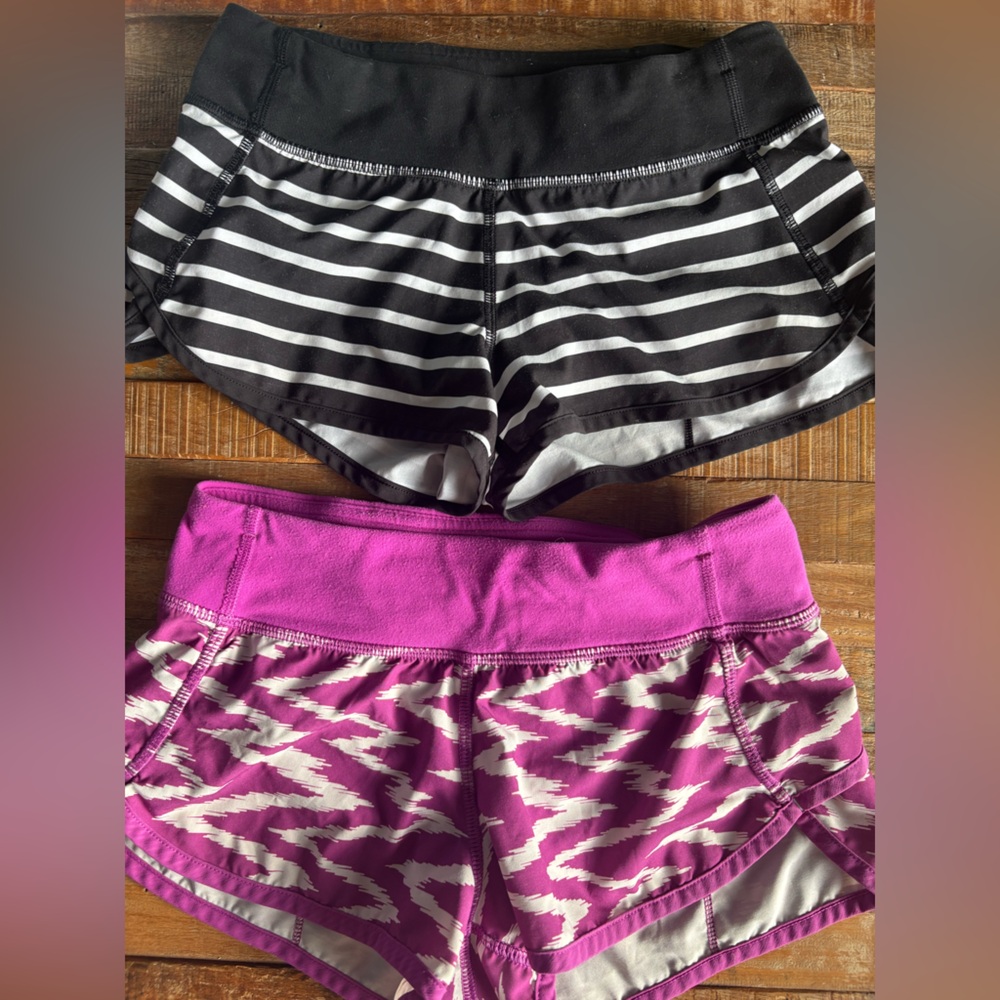Ivivva athletica Kids Shorts - Purple Zigzag and Black Stripes